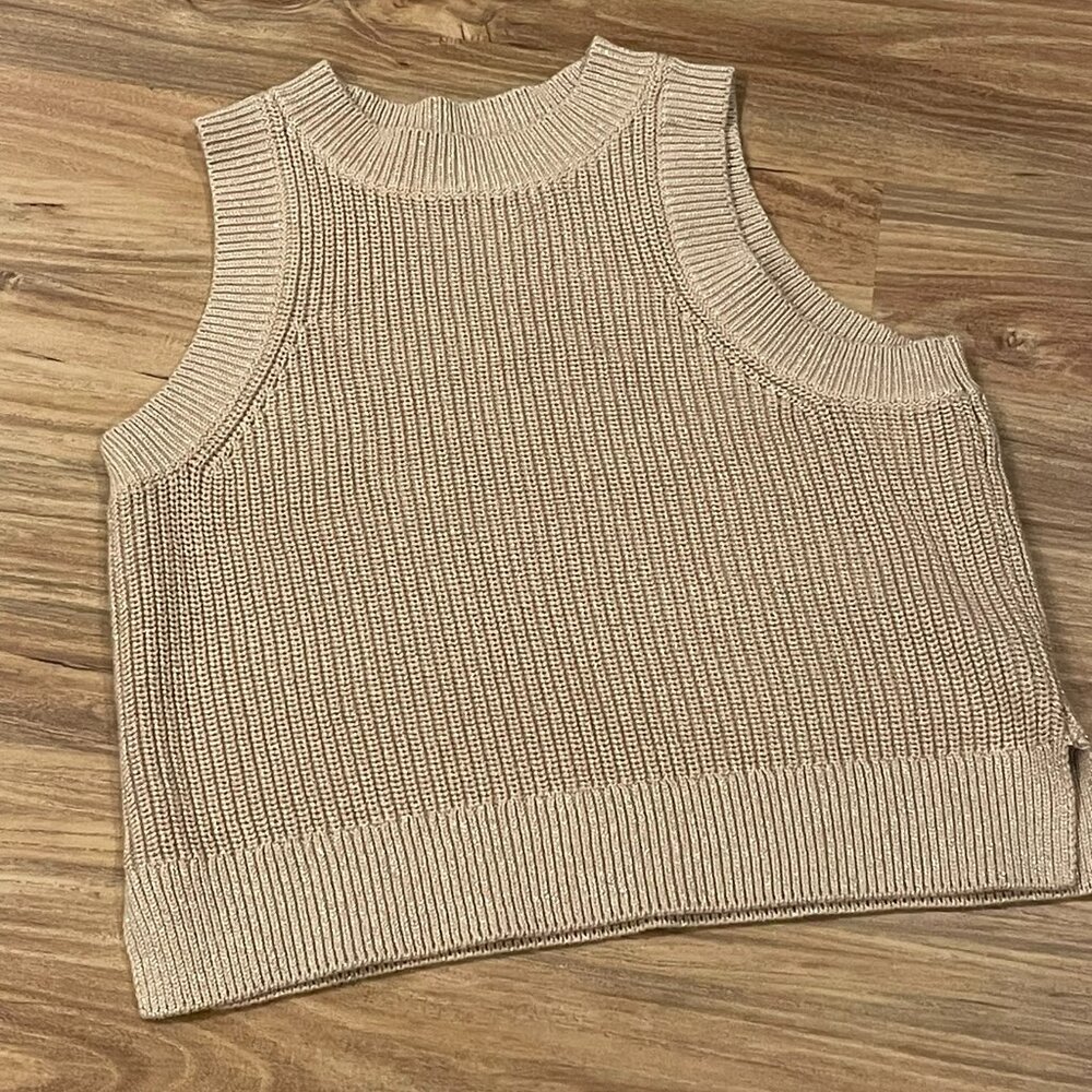 525 America Sleeveless Sweater- Demi High Crewneck Cotton Tank
